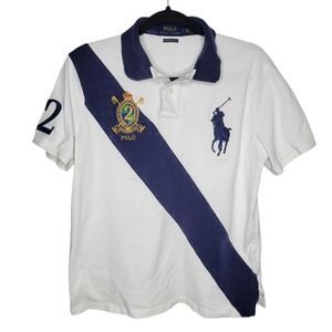 Polo Ralph Lauren Big Pony Polo White Navy Sash Crest Embroidery Size Large